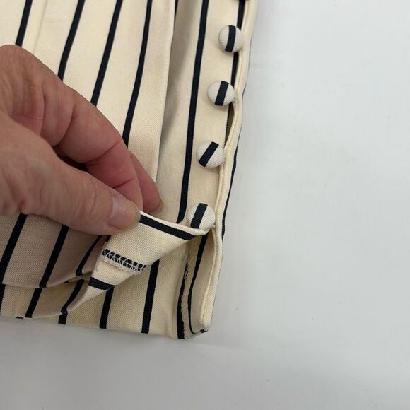 Anthropologie Essential Slim Pinstriped Pants‎ Mid -Rise Cream Navy size 0 - Picture 13 of 16